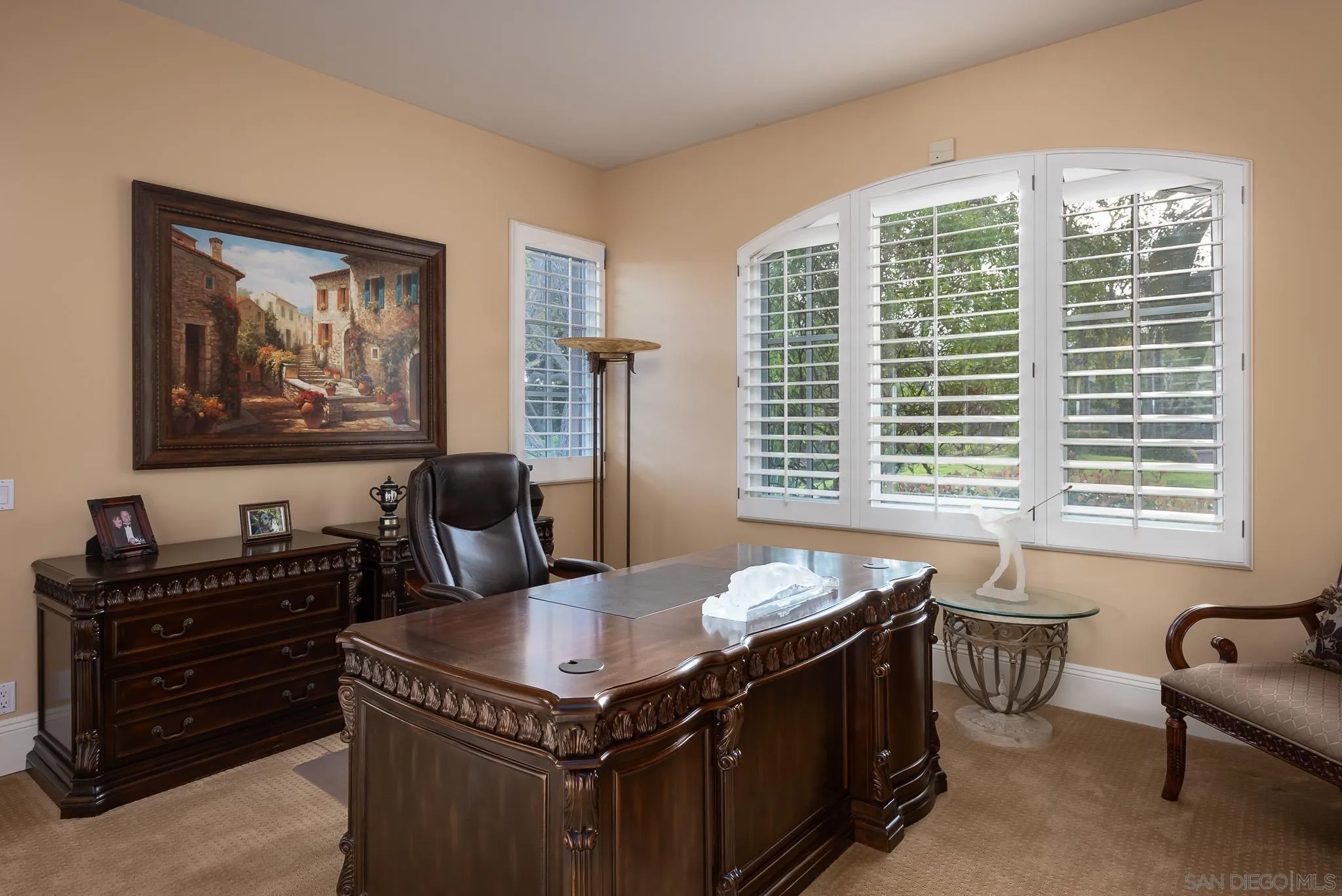 14725 Rancho Santa Fe Farms Road Rancho Santa Fe, CA 92067 - Photo 10 of 50 a view of a workspace with furniture and a window