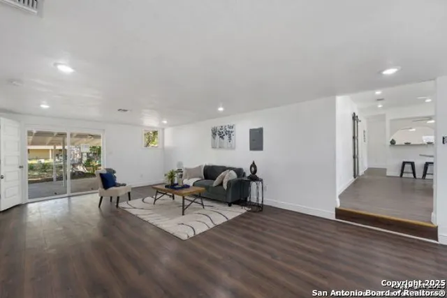 a living room with furniture