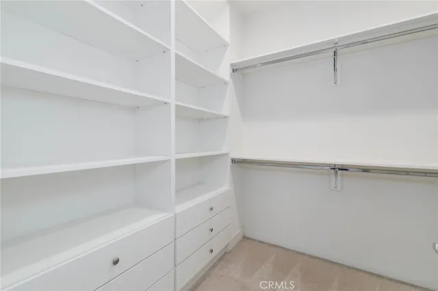 a view of an empty walk in closet