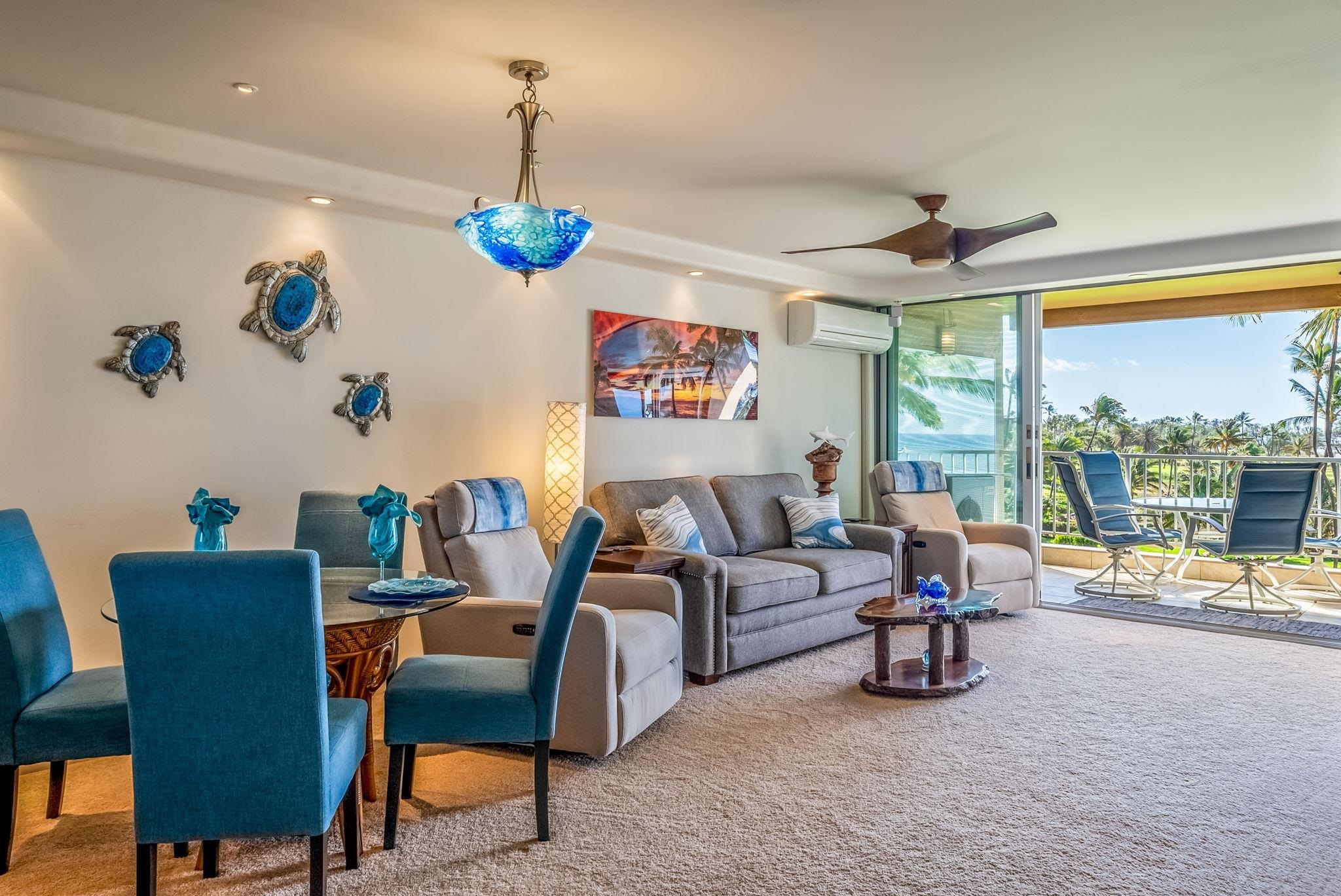 760 South Kihei Road, Unit 522 Kihei, HI 96753 - Photo 10 of 48 a view of a livingroom with furniture and a ceiling fan