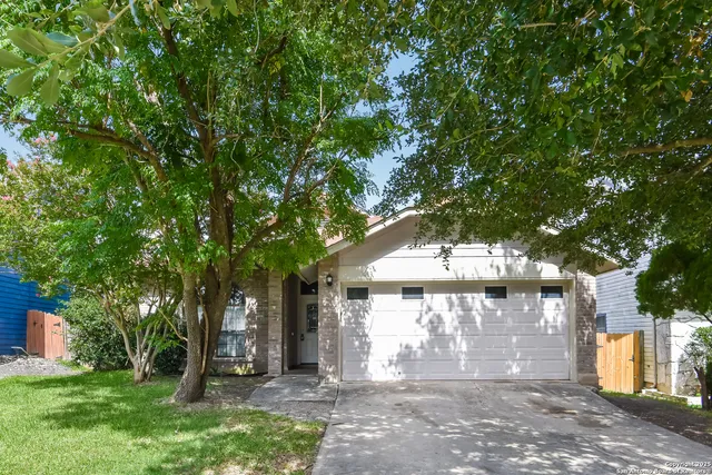 a view of a house with a tree in front of it