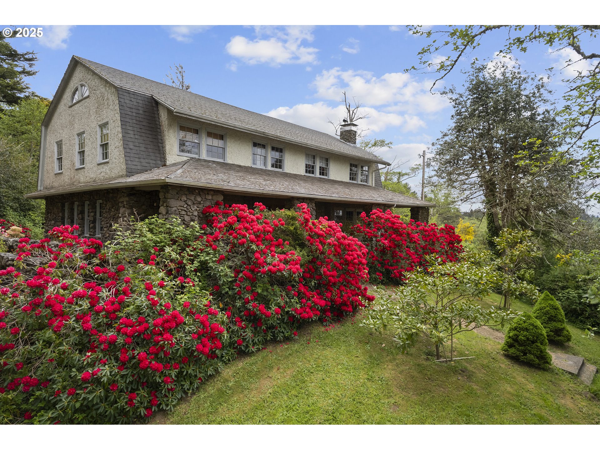 a view of front house with large trees