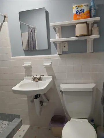 a bathroom with a toilet a sink and mirror
