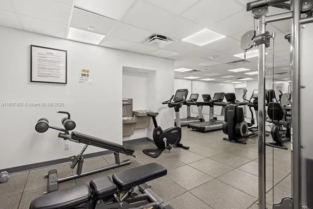 a view of a room with gym equipment