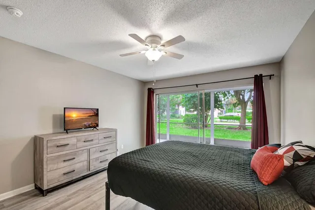 a bedroom with a bed and a television