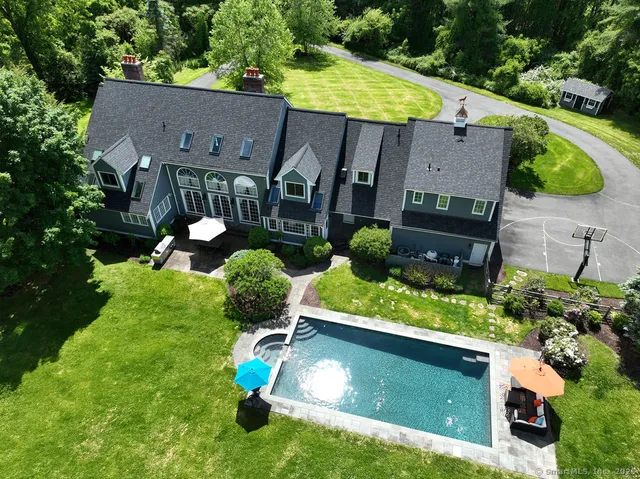 an aerial view of a house
