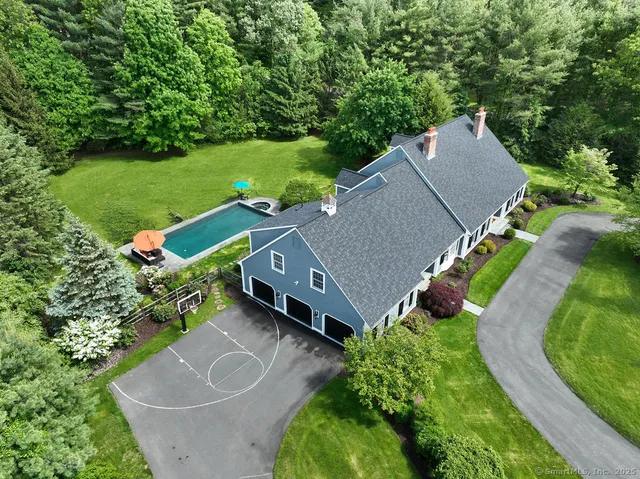 an aerial view of a house