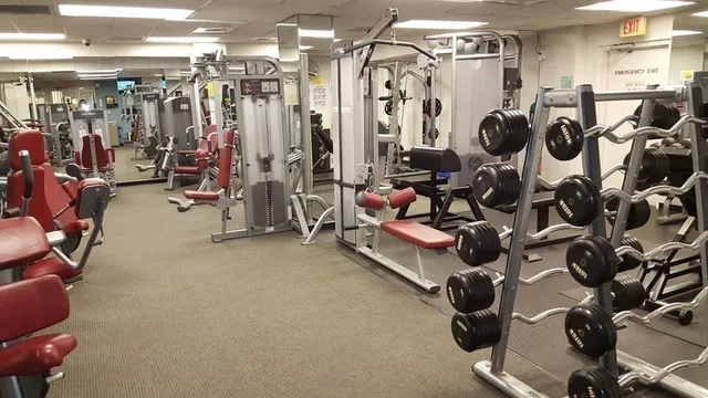 a view of a room with gym equipment
