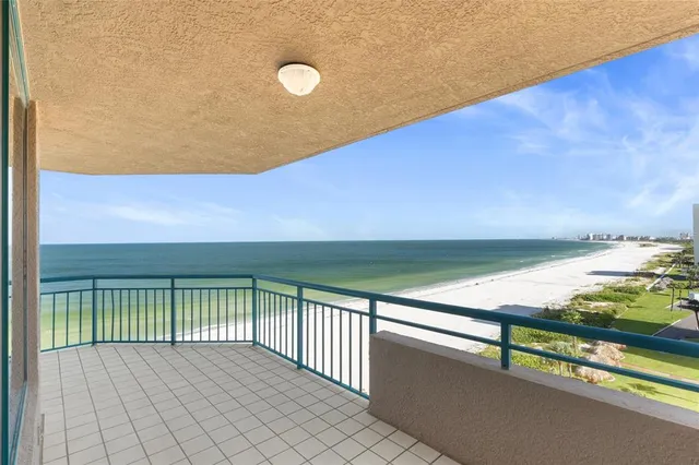 a view of balcony with ocean view