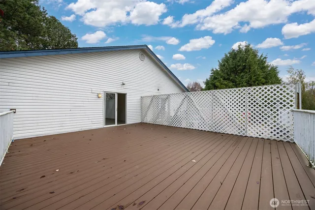 a view of a deck with a trees