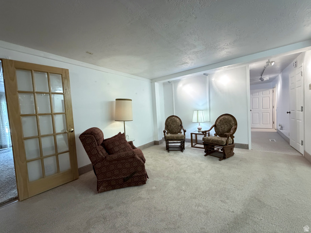 2855 South 1000 West Perry, UT 84302 - Photo 113 of 142 Living area featuring a textured ceiling and light colored carpet