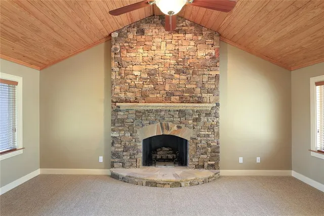a living room with a fireplace