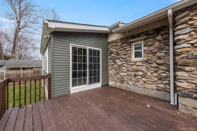 a view of deck and wooden floor