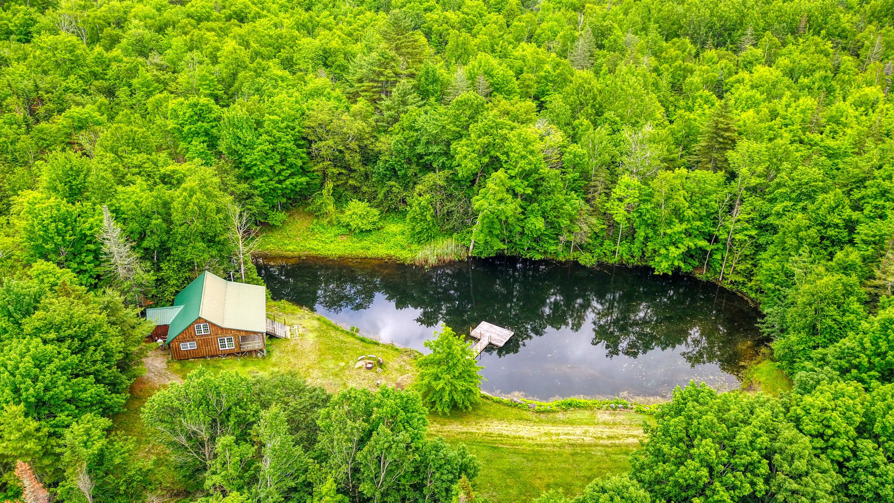 Lot 17 East Thorndike Road Thorndike, ME 04986 - Photo 2 of 31 Aerial of Cabin and Pond