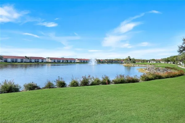a view of a lake from a yard