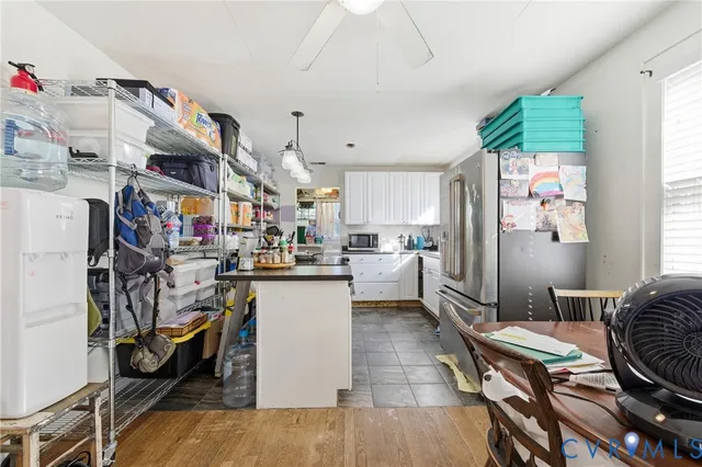 a view of kitchen and dining room