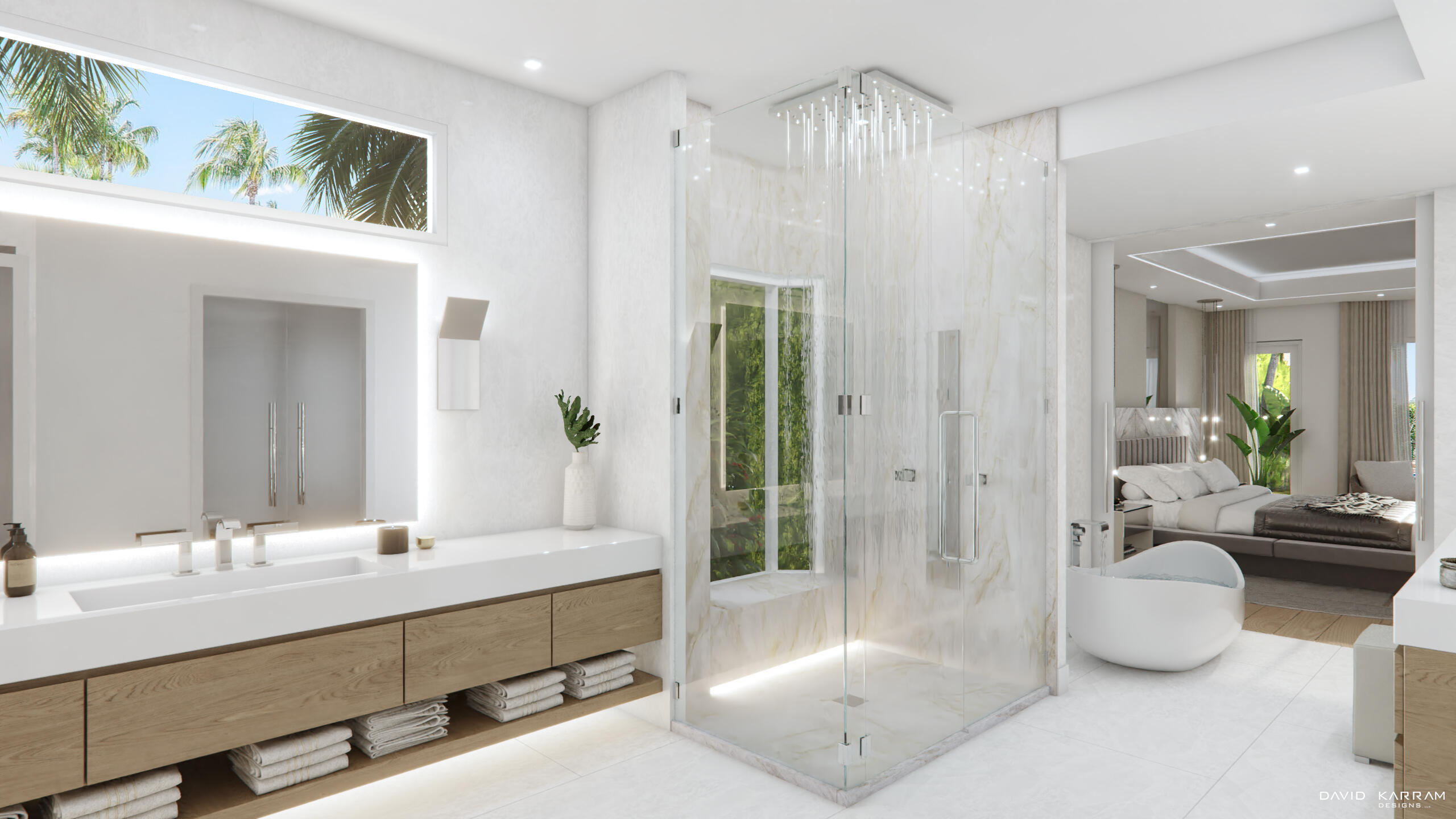 419 East Coconut Palm Road Boca Raton, FL 33432 - Photo 12 of 21 a spacious bathroom with a double vanity sink a mirror and a shower