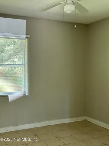 a view of a small space with a window