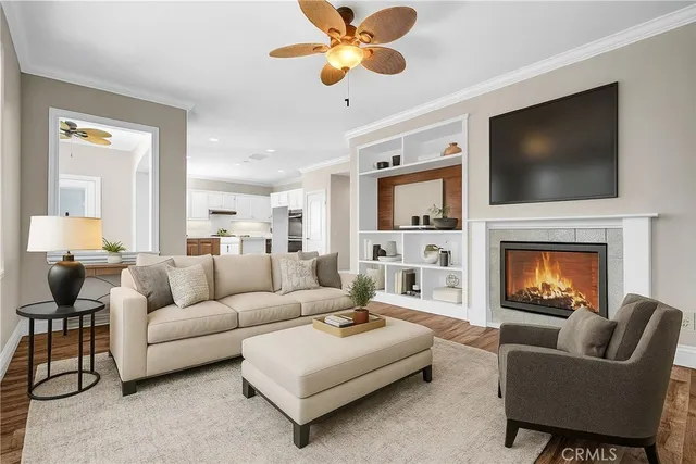 a view of an empty room and fire place