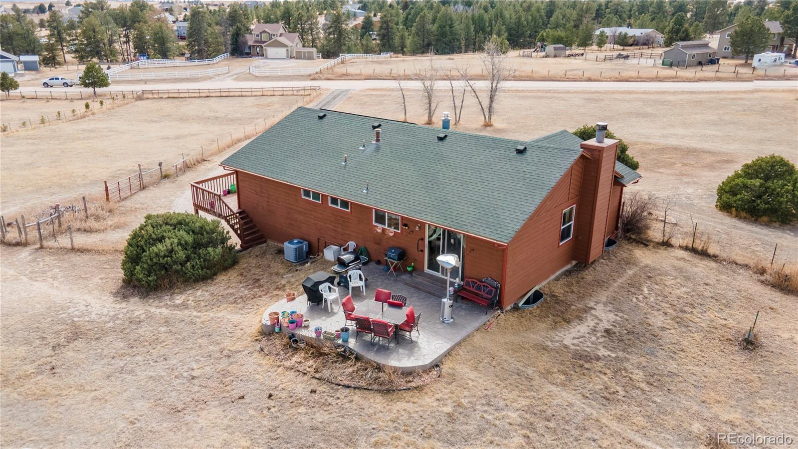 2141 Remington Road Elizabeth, CO 80107 - Photo 29 of 42 a view of a tennis ground with large trees