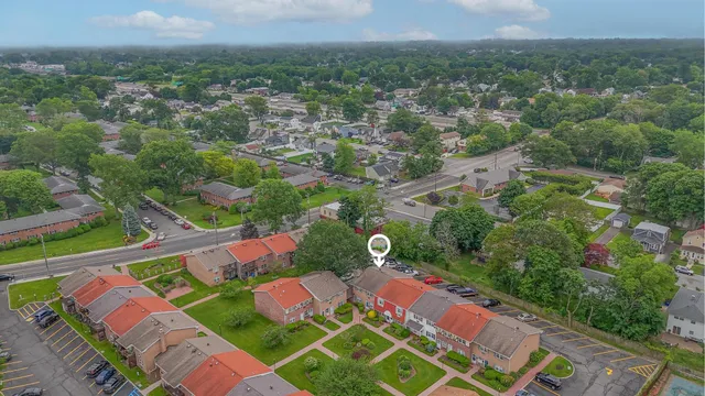 an aerial view of a house