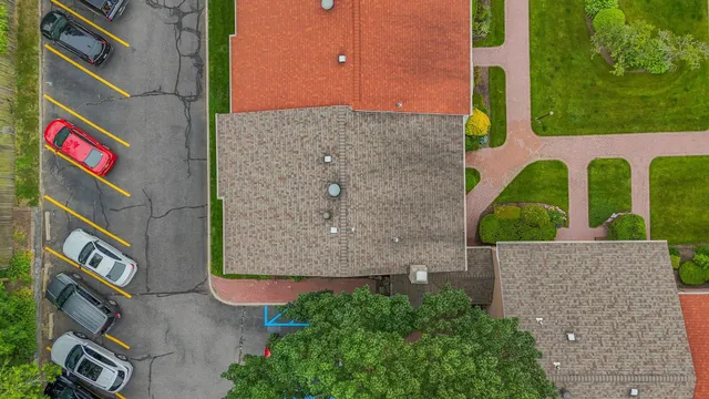 an aerial view of a house