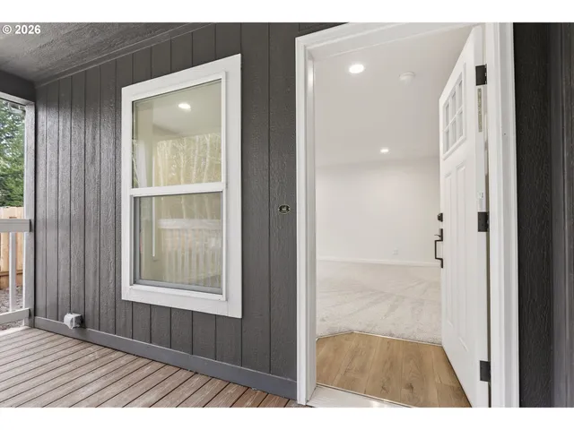 a view of wooden door