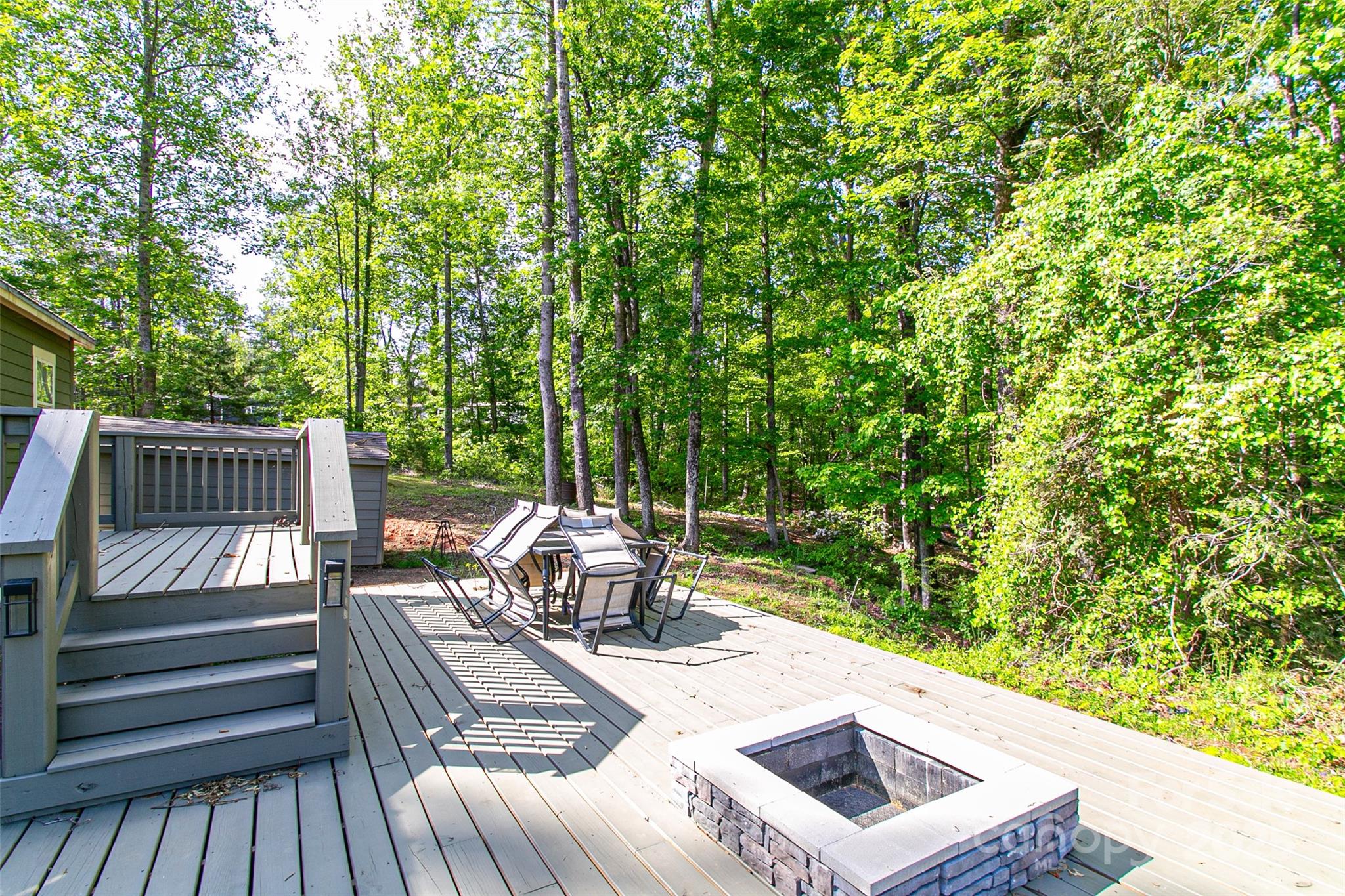 115 Cold Springs Drive Mill Spring, NC 28756 - Photo 41 of 42 a view of a patio with chairs and a yard