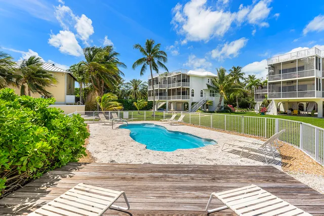 a view of a swimming pool with a house