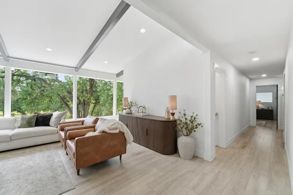 a view of a bathroom from a living room