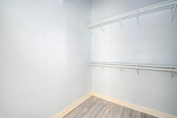 a view of a room with racks on the wall