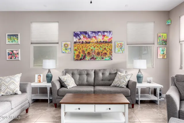 a living room with furniture and a couch