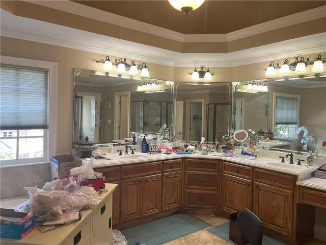 a bathroom with a sink double vanity