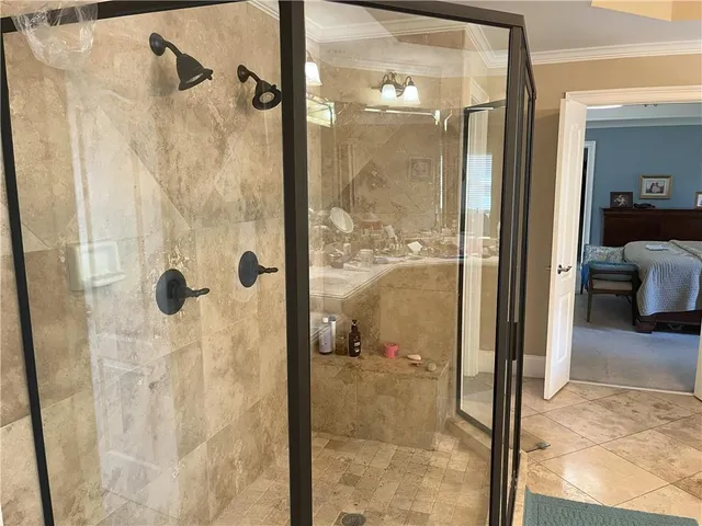 a bathroom with a shower