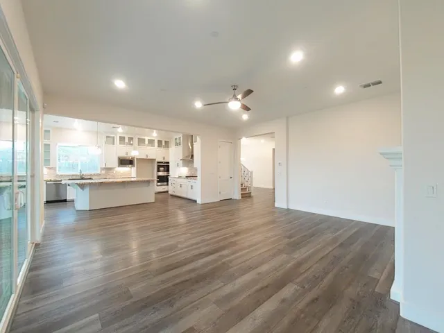 a view of small space with wooden floor
