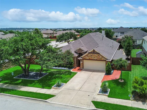 an aerial view of a house