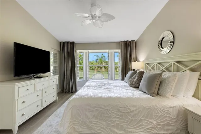 an aerial view of a house with a garden