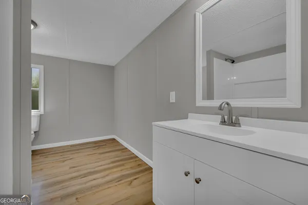 a bathroom with a bathtub