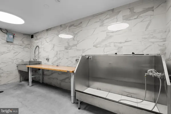 a bathroom with a sink and a shower