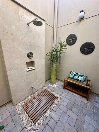 a view of outdoor space with seating