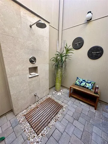 a view of outdoor space with seating