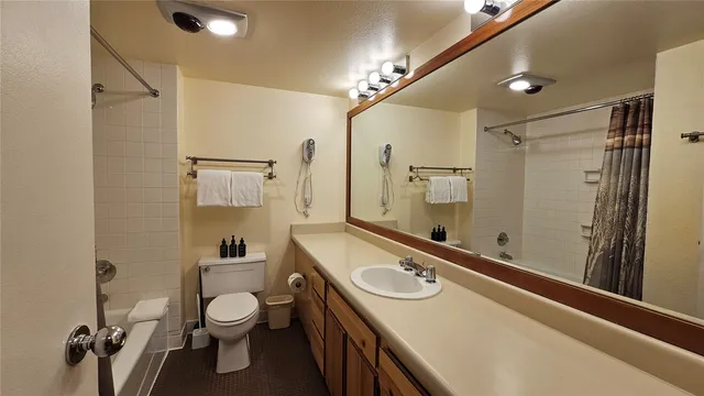 a bathroom with a sink a toilet a mirror and shower