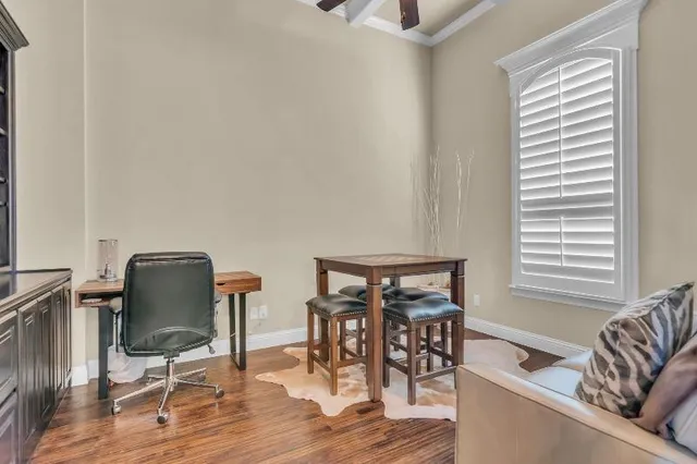 a outdoor living space with furniture and a fireplace