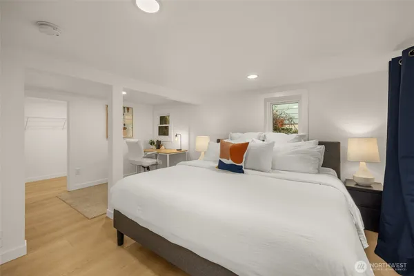 a view of a room with racks on the wall