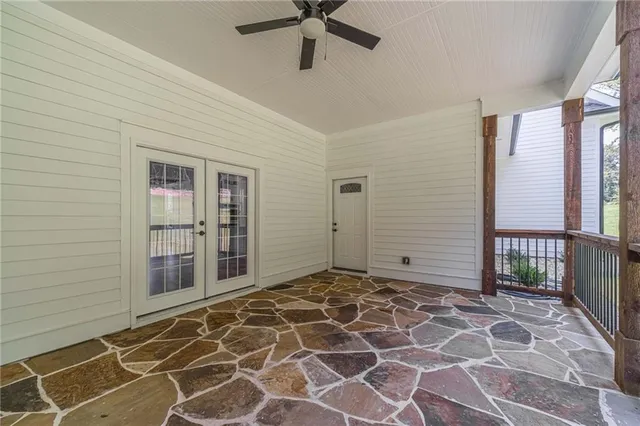 a backyard of a house with lots of green space