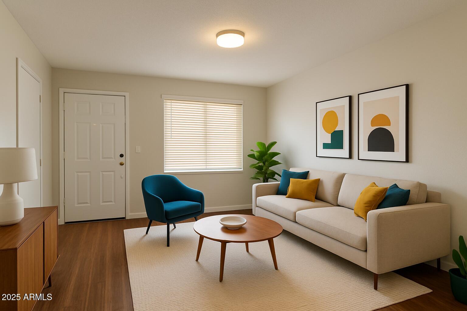 19601 North 7th Street, Unit 1030 Phoenix, AZ 85024 - Photo 3 of 19 a living room with furniture and a painting on the wall