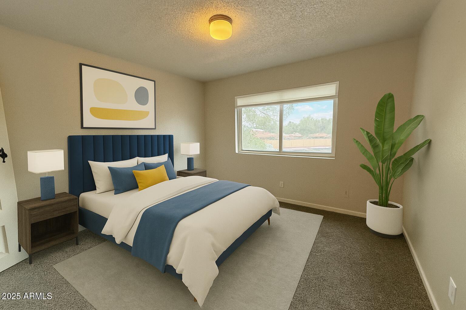 19601 North 7th Street, Unit 1030 Phoenix, AZ 85024 - Photo 9 of 19 a bedroom with a bed and a potted plant