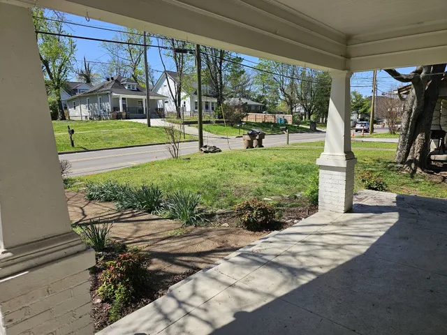 a park view with a garden space