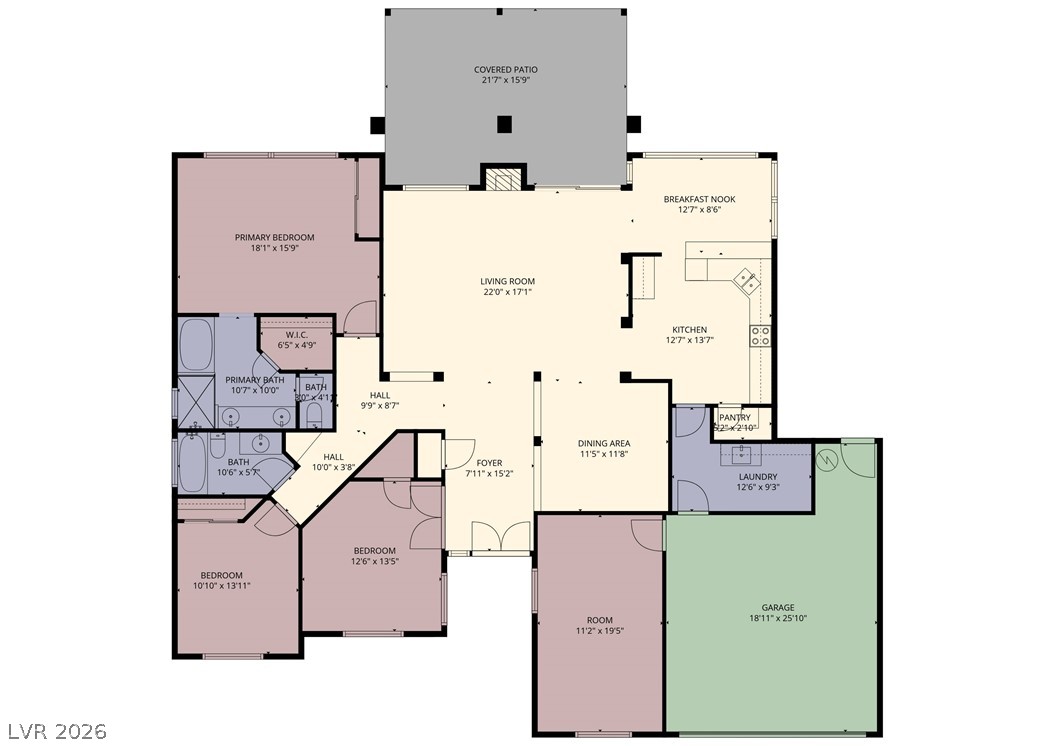 649 Rancho Circle Mesquite, NV 89027 - Photo 73 of 73 This detailed floor plan illustrates a spacious and functional home layout, offering clear room definitions.