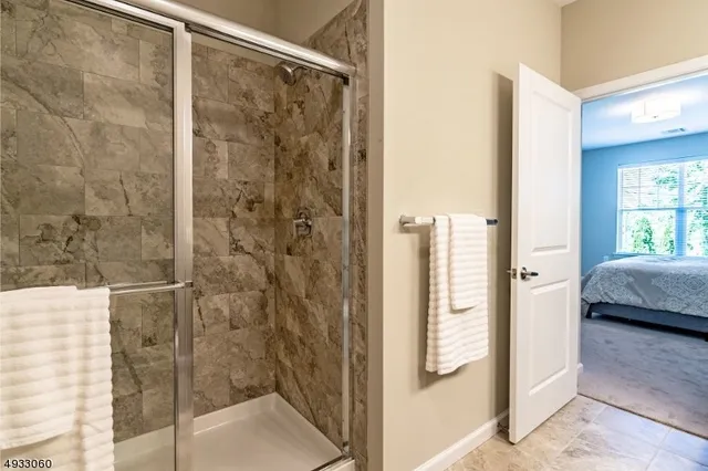 a bathroom with a shower